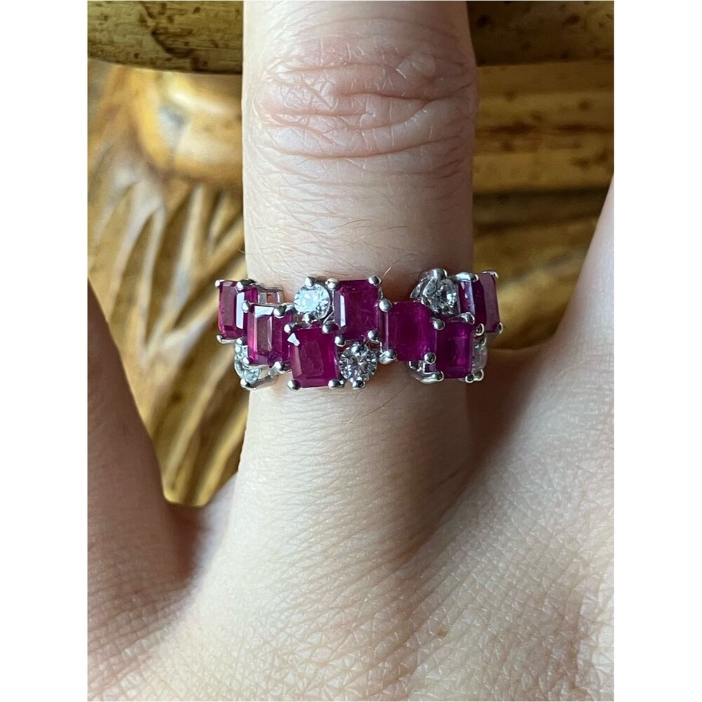 Genuine Ruby Sterling Silver Ring Size 6